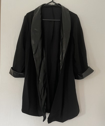 Black blazer jacket with faux - black,