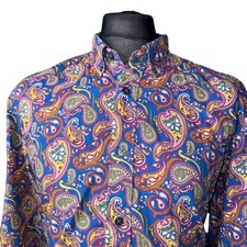 PRETTY GREEN Shirt Mens LARGE (42") Multicoloured Paisley Print