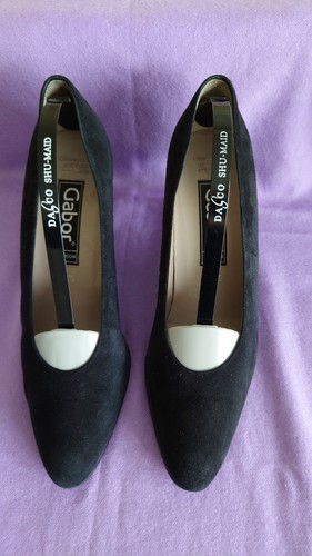 Gabor black suede court shoes - gabor,