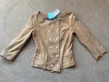 🤎BNWT SUPER SOFT SUEDE LEATHER JANE NORRIS LEATHERWEAR JACKET SIZE 10 BISCUIT🤎