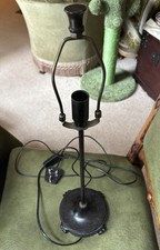 Large Vintage Black Wrought Metal Tiffany Style Lamp Base w/ Gallery 55.5cm tall