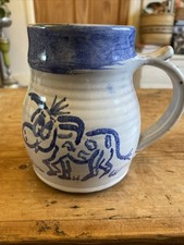 Lamorna Pottery Studio Pottery Large Blue And White Donkey Mug
