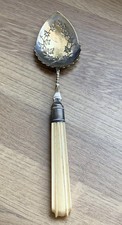 Antique Silver Plated EPNS Ornate Dessert/Fruit/Jam Spoon Faux Bone Handle C-17