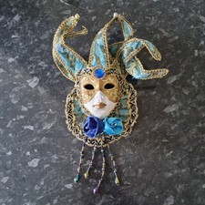 Vintage Art Deco Style Porcelain face jester  Mask hang Decorative Collectable