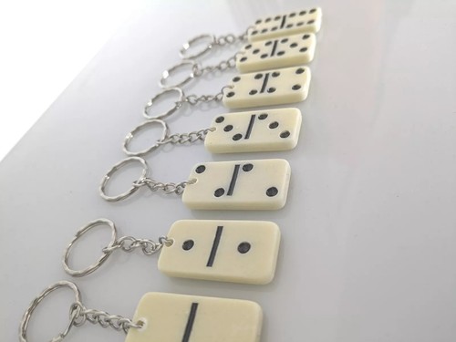 Dominoes keyring upcycled - dominoes,