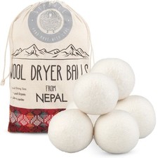 6 XXL Wool Dryer Balls Organic, Fabric Softener, Handmade in Nepal, Reusable