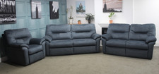 G PLAN SEATTLE 3+2 SEATER SOFA + CHAIR IN PALMA MIDNIGHT FABRIC. RRP £4021.