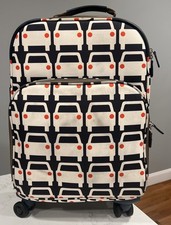 Orla Kiely 21” Roller Spinner Suitcase Car Print Navy Blue Multiple Compartments