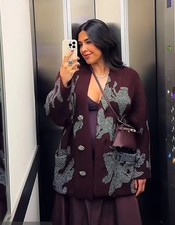 Zara Metallic Knit Coat Jacket