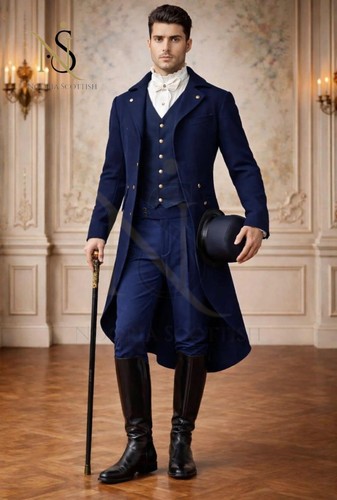 Regency navy blue tailcoat - regency,