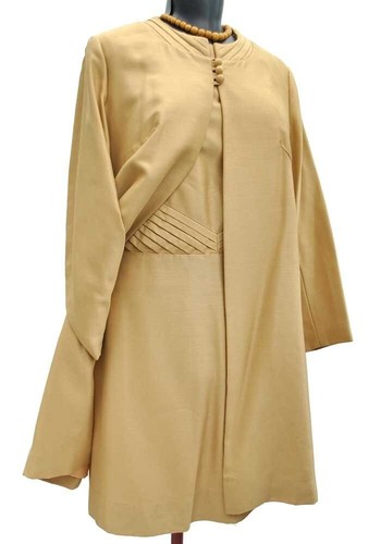 1960s vintage gold silk shift - gold,