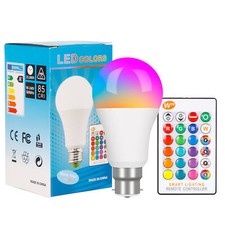 RGB Led Light Bulb B22 E27 16 Colour Changing Remote Controlled Bayonet Lamp 10W