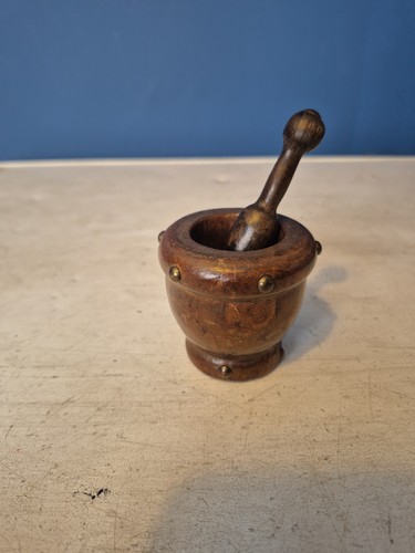 Vintage wooden mortar pestle - mortar,