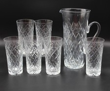 Lemonade, Pimms Water Set, Jug and six high ball glasses. Fine quality crystal