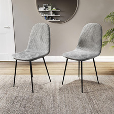 Set of 2/4/6 Dining Chairs Upholstered Fabric Chair Kitchen Home Metal Legs UKFR