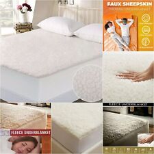 Luxury Thermal Fleece Underblanket Deep Fitted Warm Bed Cover Mattress Protector