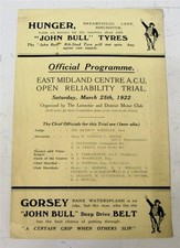 OPEN RELIABILITY TRIAL Official Motorcycle Programme 25 Mar 1922 East Midlands