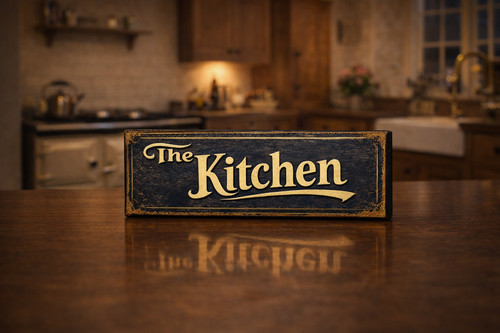 The kitchen sign wooden - sign,