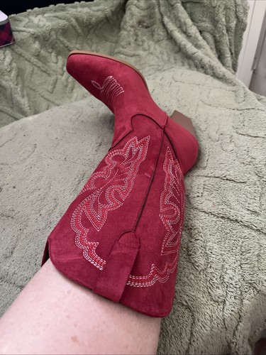Ladies faux suede red - faux,