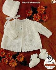 BABY knitting pattern matinee jacket bonnet booties birth / 6m    dk 
