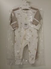 Purebaby Zip Growsuit x2 Organic Cotton 0-3 Months Size 000 - NEW