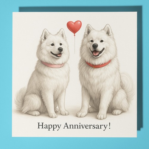 Samoyed dogs happy - ,