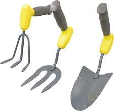 3pc Ergonomic Handle Gardening Hand Tool Set Carbon Steel Fork Trowel Cultivator