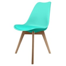 Plastic Dining Chairs - Squared Light Wood Legs - Seat Pad -Various Colours Soho