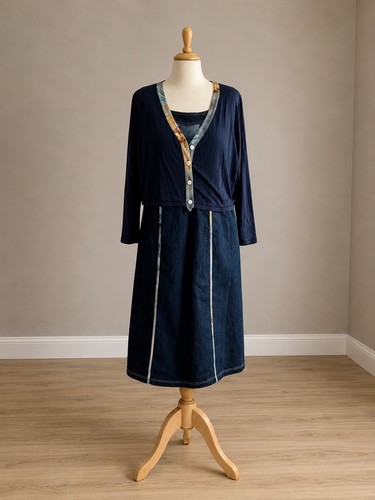 Jorli faux blue denim dress - denim, &
