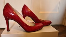 LK Bennett Shilo Shoes In Red Patent Mock Lizard Size UK3