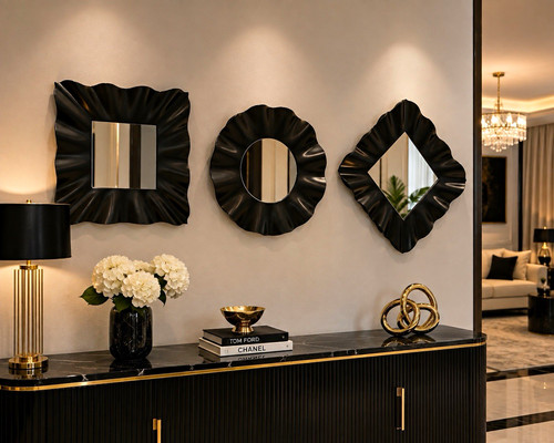 Elements black modern - black, round