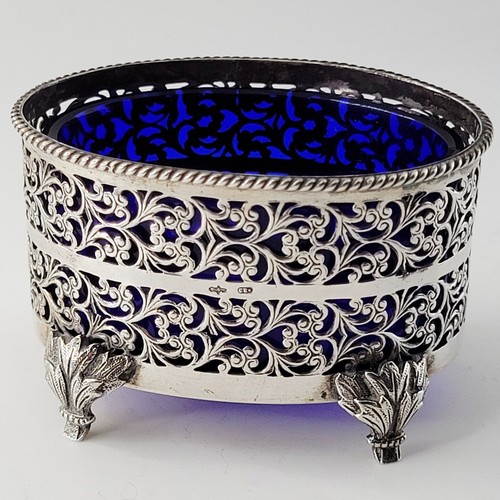 Silver salt cellar - -, blue