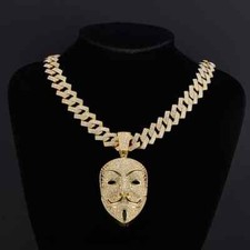 Gold Guy Fawkes Mask Pendant &
