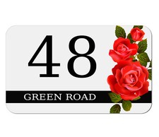 House Gate Sign Plaque Door Number Personalised Name Plate ROSES