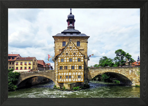 Canal building framed wall - wall, art