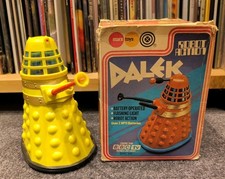 VINTAGE 1970s MARX ROBOT ACTION DALEK DOCTOR WHO TOY BOXED YELLOW RARE BBC