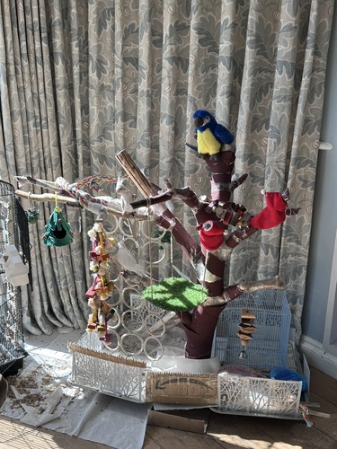 Large natural wood parrot - natural, play