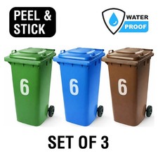 3x Wheelie Bin Number Stickers