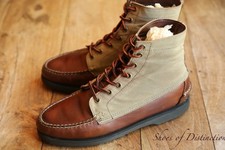 Timberland Brown Leather Beige Canvas Boots Shoes Men UK 6 US 6.5 W EU 40