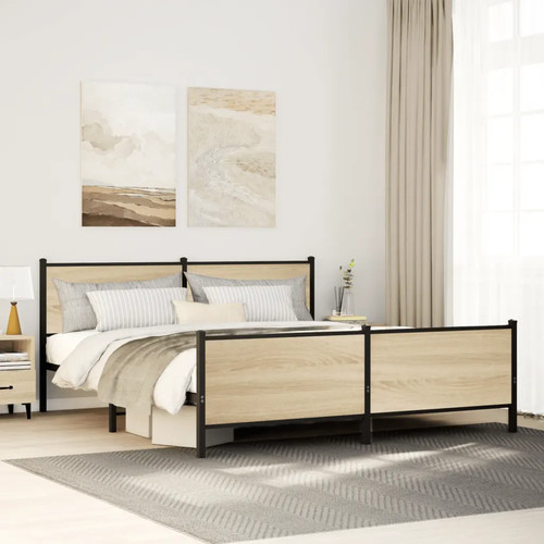 Walplus sonoma oak metal - oak, bed
