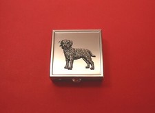 Border Terrier Pewter Motif Square Mint / Pill Box with Mirror Medication Case