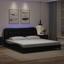 Modern Faux Leather Super King Size 1.8m Bed Frame With Headboard LED Lights