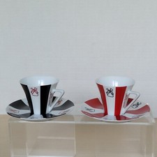 Limoges Deshoulières Porcelain Moulin Rouge Paris Expresso Cup Saucer Set of 2