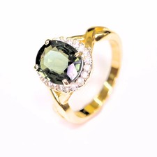 Green Sapphire Halo Diamond
