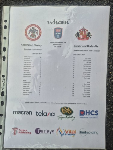 Accrington stanley - stanley, vs