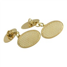 9ct Gold Engine Turned Oval