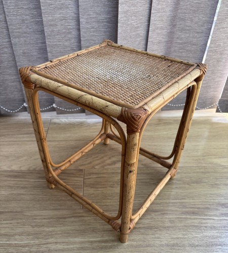 Vintage bamboo rattan side - rattan,