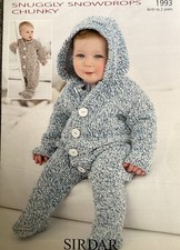 SIRDAR 1993 - Baby All In One - Knitting Pattern - Snowdrops Chunky