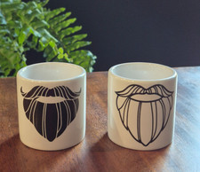 HAIRY BIKERS WORLD Egg Cups BBC Worldwide 2017 White & Black Beards 5 x 4.75cm