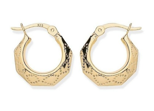 9ct gold silver creole - gold, on